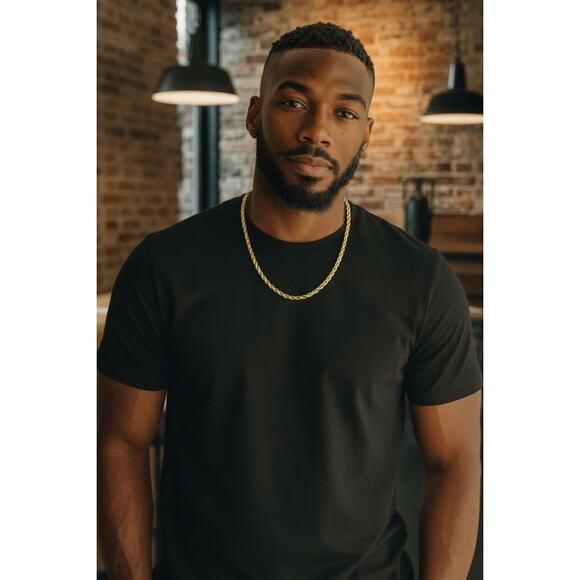 18K Gold Filled Chain Necklace | 4mm Twisted Rope | 18 Inch | Made in Brazil - Picture 2 of 5